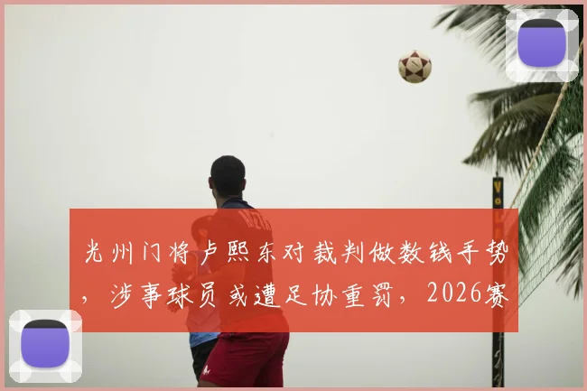 光州门将卢熙东对裁判做数钱手势,涉事球员或遭足协重罚,2026赛季面临禁赛风险